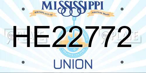 HE22772 Mississippi License Plate
