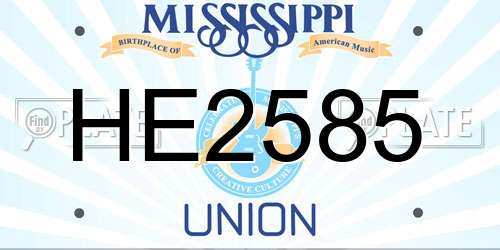 HE2585 Mississippi License Plate