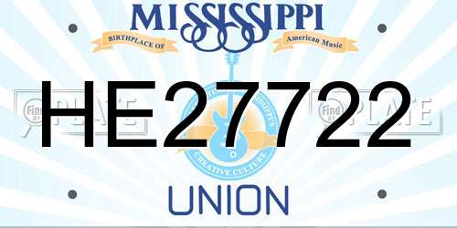 HE27722 Mississippi License Plate