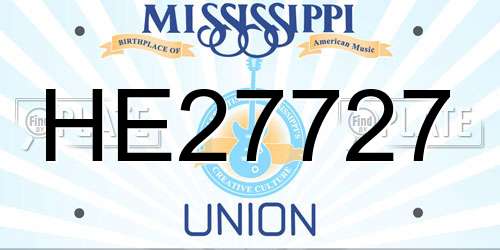 HE27727 Mississippi License Plate