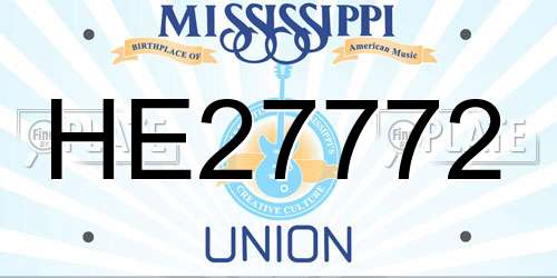 HE27772 Mississippi License Plate