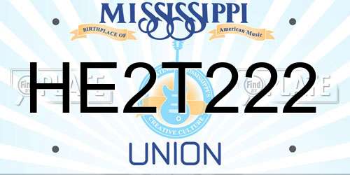 HE2T222 Mississippi License Plate