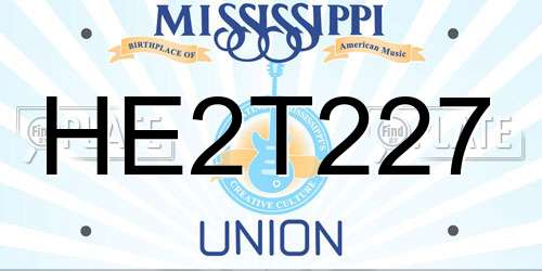 HE2T227 Mississippi License Plate