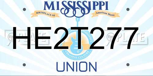 HE2T277 Mississippi License Plate