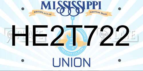 HE2T722 Mississippi License Plate