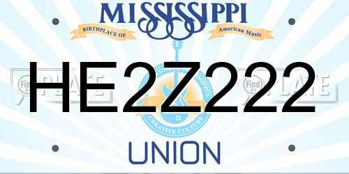 HE2Z222 Mississippi License Plate