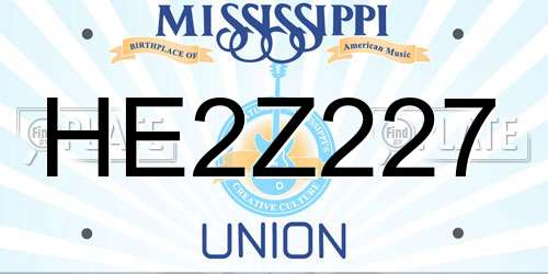 HE2Z227 Mississippi License Plate