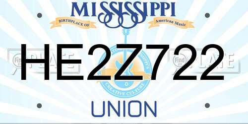 HE2Z722 Mississippi License Plate