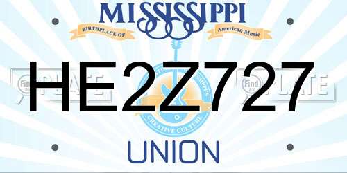 HE2Z727 Mississippi License Plate