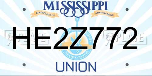 HE2Z772 Mississippi License Plate