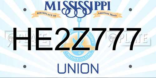 HE2Z777 Mississippi License Plate