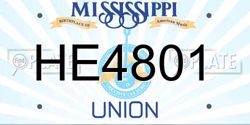 HE4801 Mississippi License Plate