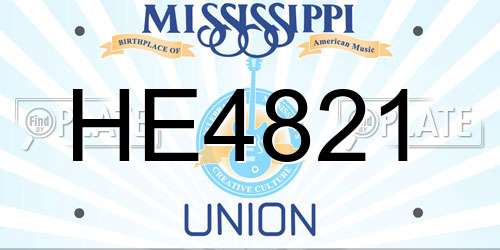 HE4821 Mississippi License Plate