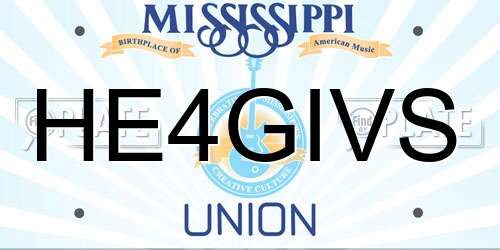HE4GIVS Mississippi License Plate