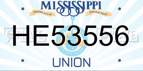 HE53556 Mississippi License Plate