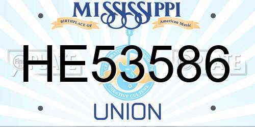 HE53586 Mississippi License Plate