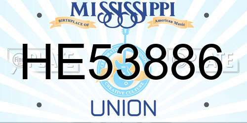 HE53886 Mississippi License Plate