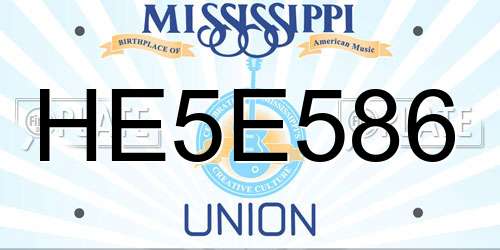 HE5E586 Mississippi License Plate