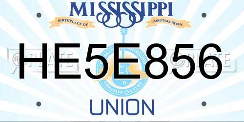 HE5E856 Mississippi License Plate