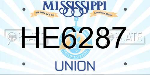 HE6287 Mississippi License Plate