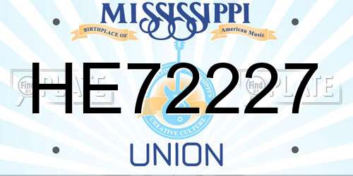 HE72227 Mississippi License Plate