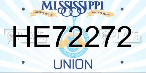 HE72272 Mississippi License Plate
