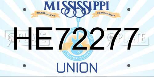 HE72277 Mississippi License Plate