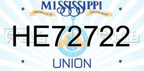 HE72722 Mississippi License Plate