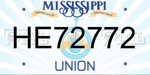 HE72772 Mississippi License Plate
