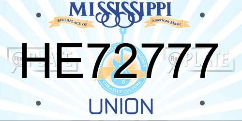 HE72777 Mississippi License Plate