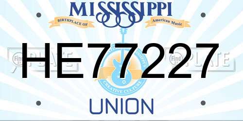 HE77227 Mississippi License Plate