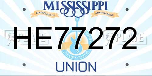 HE77272 Mississippi License Plate
