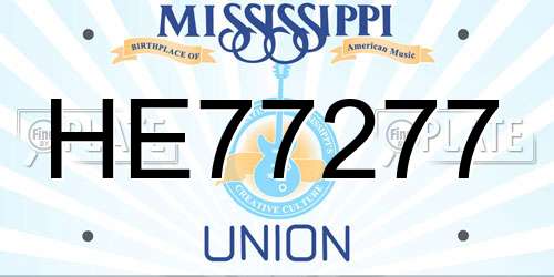 HE77277 Mississippi License Plate