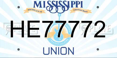 HE77772 Mississippi License Plate