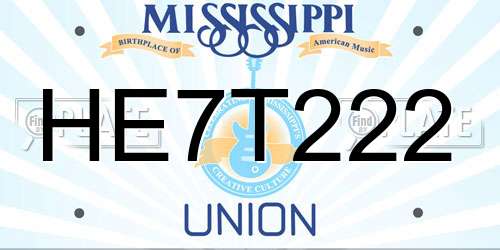 HE7T222 Mississippi License Plate