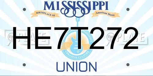 HE7T272 Mississippi License Plate