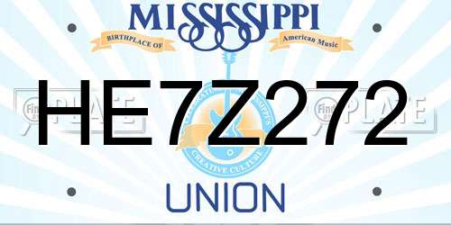 HE7Z272 Mississippi License Plate