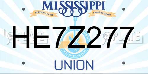 HE7Z277 Mississippi License Plate