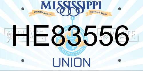 HE83556 Mississippi License Plate