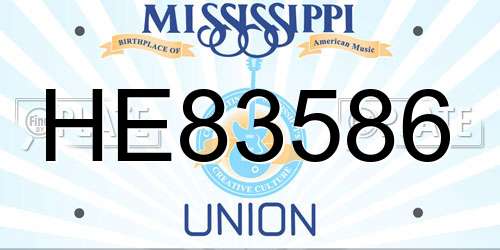 HE83586 Mississippi License Plate