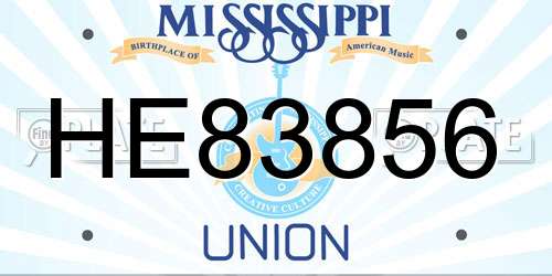 HE83856 Mississippi License Plate
