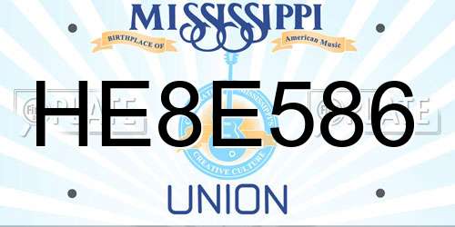HE8E586 Mississippi License Plate