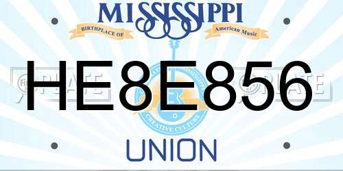 HE8E856 Mississippi License Plate