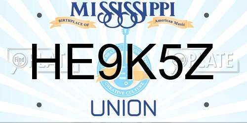 HE9K5Z Mississippi License Plate