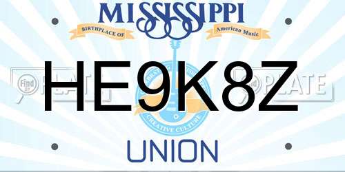 HE9K8Z Mississippi License Plate