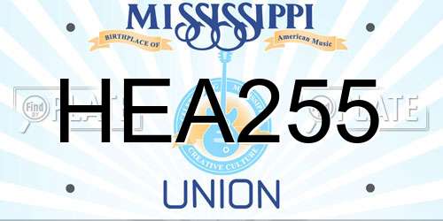 HEA255 Mississippi License Plate