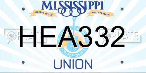 HEA332 Mississippi License Plate