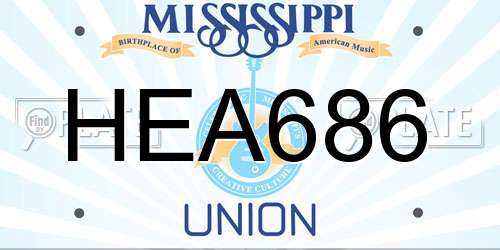 HEA686 Mississippi License Plate