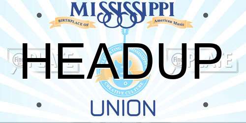 HEADUP Mississippi License Plate