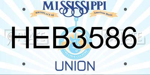 HEB3586 Mississippi License Plate